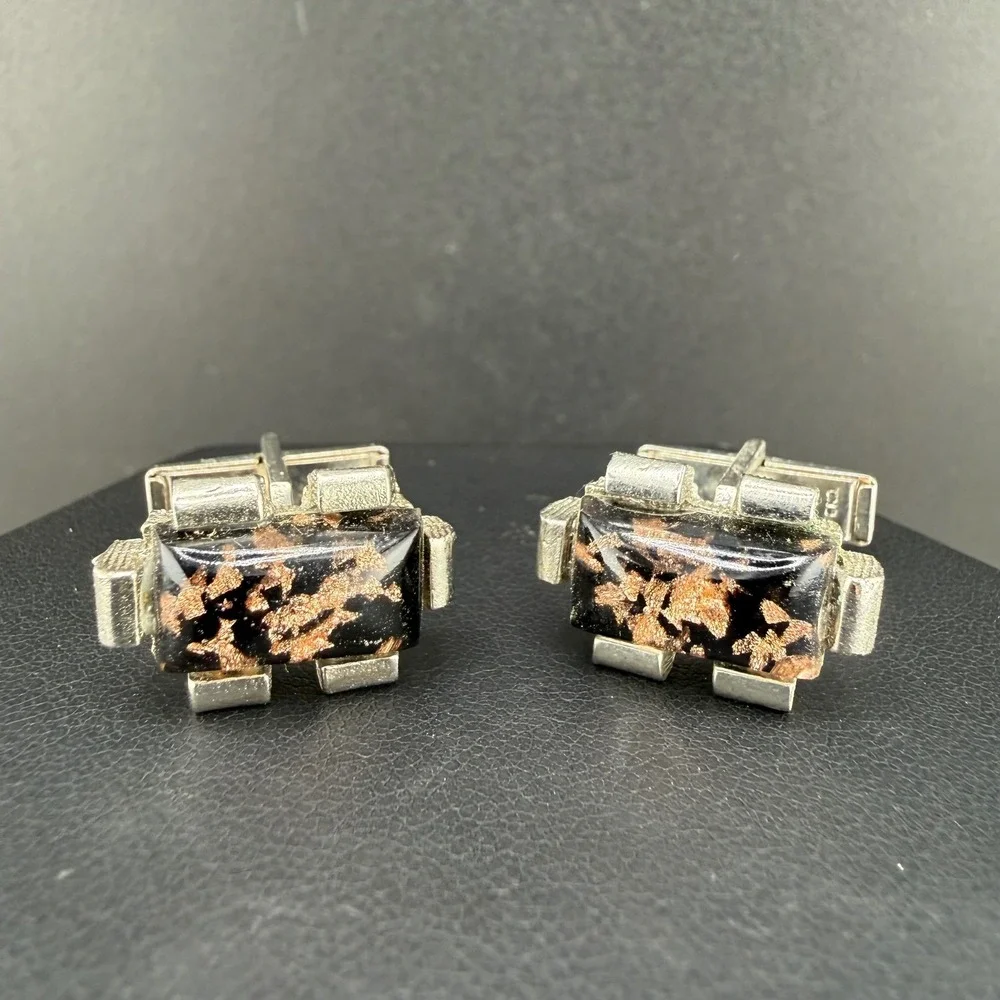 Vintage Cufflinks Confetti Lucite